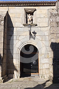 Door of church of San Miguel de Bouzas, Vigo, Pontevedra, Spain photo