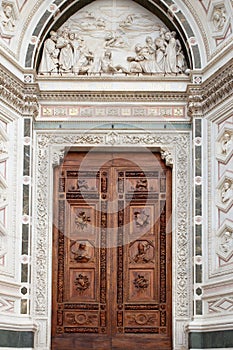 Door of the church of santa croce, Firenze, Italy