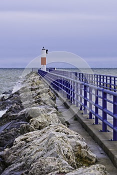 Door County pier and Lake Michigan