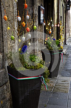 Door decorated for easter in rothenburg ob der tauber