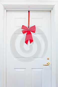 Door decorated for winter Holiday season