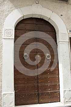Door of destroyed building after the earthquake