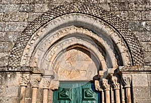 Door detail of Romanesque church of Fonte Arcada photo