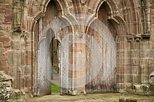 Door detail of Tintern Abbey photo