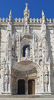 Door - Entrance and Architectural detail of The Mosteiro dos Jeronimos Belem Lisbon Portugal.