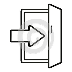 Door exit icon outline vector. People stairs