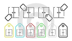 Door, fence vector icon in tag set illustration for ui and ux, website or mobile application