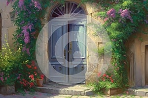 Door of France canvas print, arts & crafts, rustic core, decorative paintings