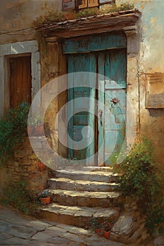 Door of France canvas print, arts & crafts, rustic core, decorative paintings