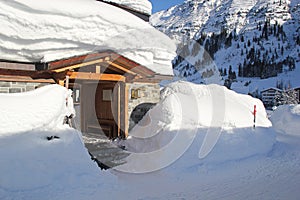 Door Gate at Lech am Arlberg in Winter at the Austrian Alps Mountains