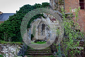 Door gate Ruins Abbey Aulne Thuin Landelies, Belgium