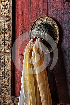 Door handle of gates in Thiksey gompa, Ladakh, India