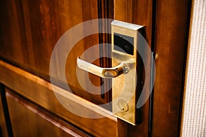 Door handle of hotel with electronic lock