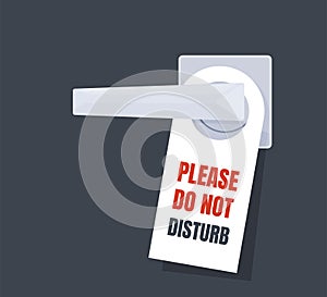 Door handle with the inscription Please do not disturb. Closed hotel door handles. Vector illustration