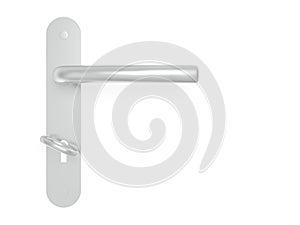 Door handle and key isolated on white background. Key in keyhole.