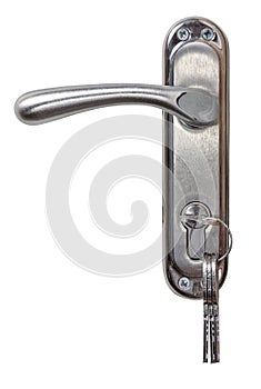 Door handle with keys in lock