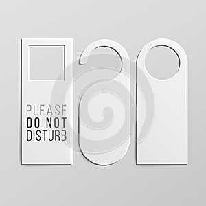 Door Handle Lock Hangers Set. Realistic Mock Up. Do Not Disturb. Vector Illustration