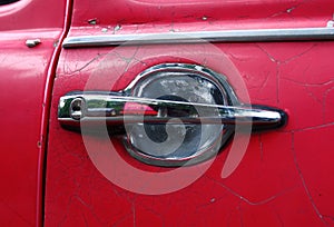 Door handle of old car.