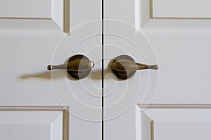 Door handles of closed double doors