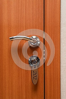 Door handles and key in keyhole