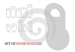 Door Hanger Template. Vector with die cut / laser cut lines. Set with different designs