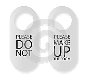 Door hanger.vector do not disturb and make up the room please hotel hanger signs