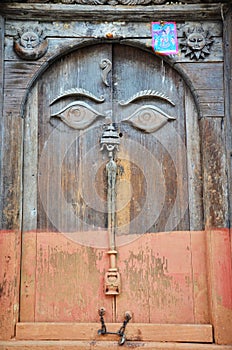 Door in Hanuman Dhoka Basantapur Durbar square at Kathmandu