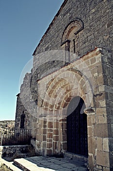 Door of the Hermitage of San Frutos on a cliff over the river Duraton in Segovia, Spain. photo