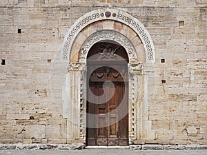 Door of a Historic Church.(Bevagna, Umbria, Italy)