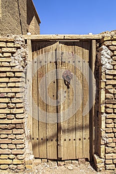 Door of House in Kharanagh Village in Yazd, Iran