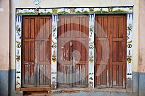 Door of House Nepal style in Patan Durbar Square