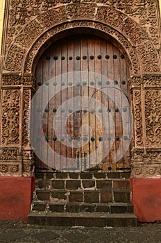 Door of Huatapera located in Uruapan photo