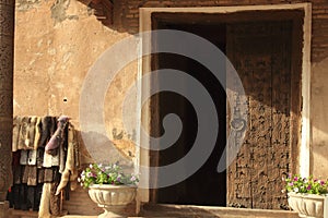 The door in Ichan Kala in Khiva city, Uzbekistan