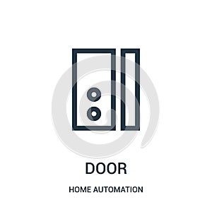 door icon vector from home automation collection. Thin line door outline icon vector illustration. Linear symbol