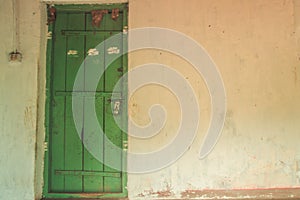 Door of the indian village house in india ..