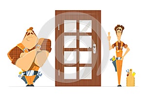 Door installation repair unlock service. Two man locksmith.