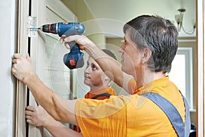 Door installation workers photo