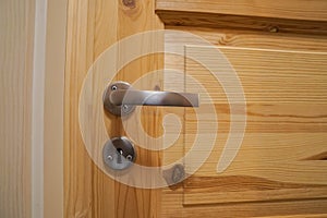 Door key and handle of wooden door for lock and access