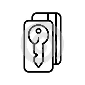 Door key icon vector isolated on white background, Door key sign , line and outline elements in linear style