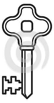 Door key line icon. Owner access symbol