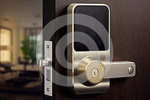 Door knobs handles realistic composition, digital dial pad of ha