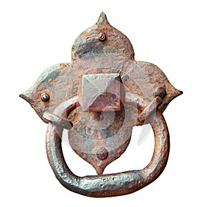 Door knocker, ancient handle, isolated