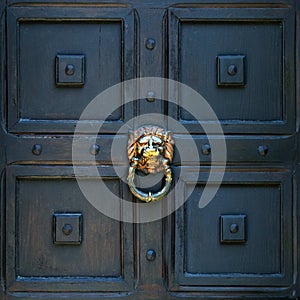 Door with lion head doorknocker, Old Town of Rhodes