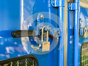 Door lock of the blue container