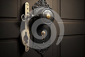 a door lock with a hidden black keyhole, requiring a specific (and secret) key to open