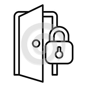 Door lock stop theft icon outline vector. Alarm security