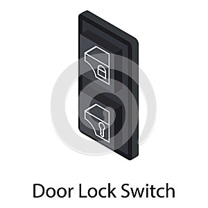 Door lock switch icon, isometric style