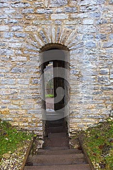 Door in a medieval stone castle