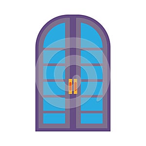 Door metal entry symbol vector icon front view. Home entrance room interior with doorknob