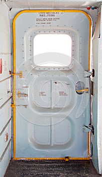 Door of military plane inside